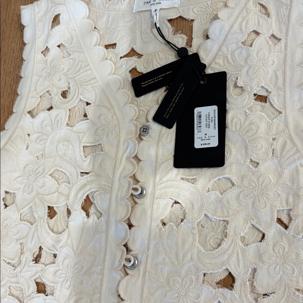 rag & bone Cream Floral Cutout Button Front Vest - Picture 3 of 5